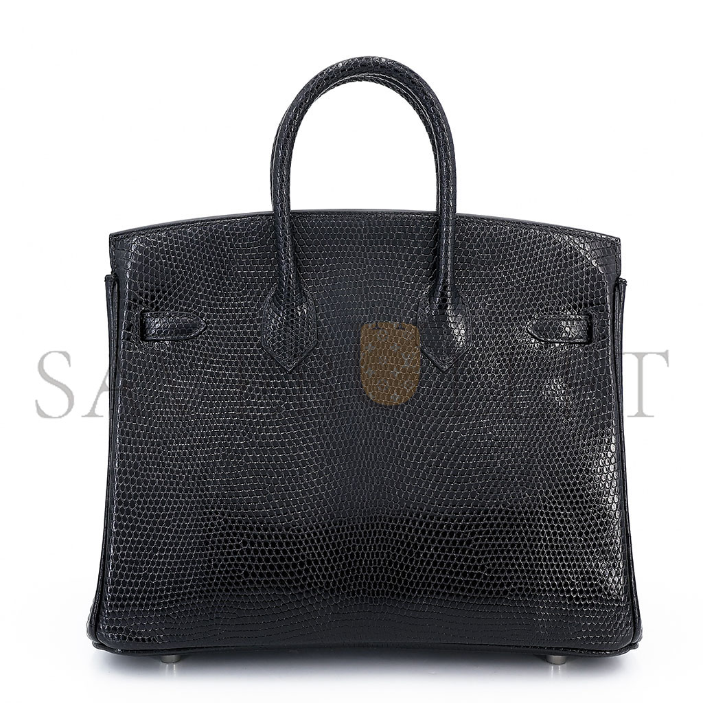 H**mes master birkin 20 lizard black silver buckle h028367ca30 (20*16*11cm)